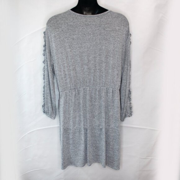 Lane Bryant Ruffle Sleeve Sweater Dress Womens 18 20 Gray Stretch Pockets RR14X - Picture 4 of 7